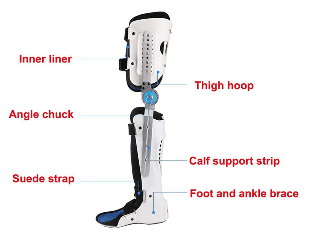 Ortesis de rodilla con bisagra Ortesis de inmovilizador de rodilla con ortesis, rodillera con bisagras Inmovilizador de rodilla Brace Pierna Ortopédica Rótula Rodilla ajustable para pierna izquierda