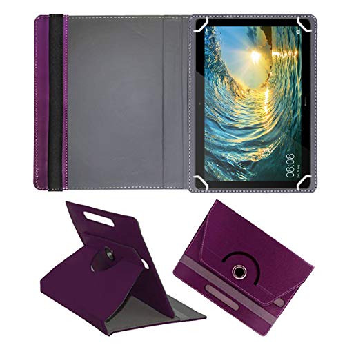 Fastway Rotating Leather Flip Case for Huawei MediaPad T5 Tablet (10.1 inch, 16GB, Wi-Fi + 4G LTE) Tablet Cover Stand (Purple)