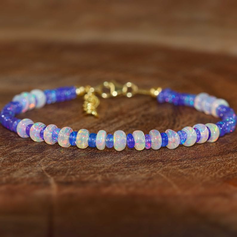 Pulsera de ópalo Welo etíope con cuentas de 3,5 mm multicolor y cierre de eslabones 2