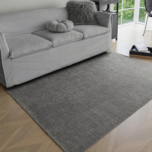 Obundi Teppich Kurzflor, 60x120cm, Dunkelgrau Teppich Waschbar in Waschmaschine, Wohnzimmer Teppiche rutschfest, Bettvorleger Schlafzimmer, Klein rutschfest Weicher Carpet Kinderzimmer