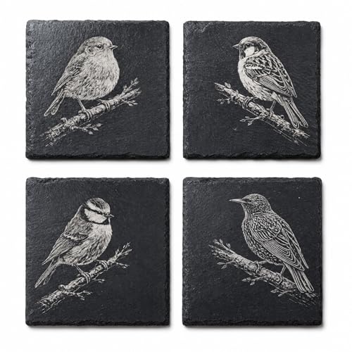 TrulyGiftedStoreUK British Garden Birds Natural Slate Coasters Set of 4