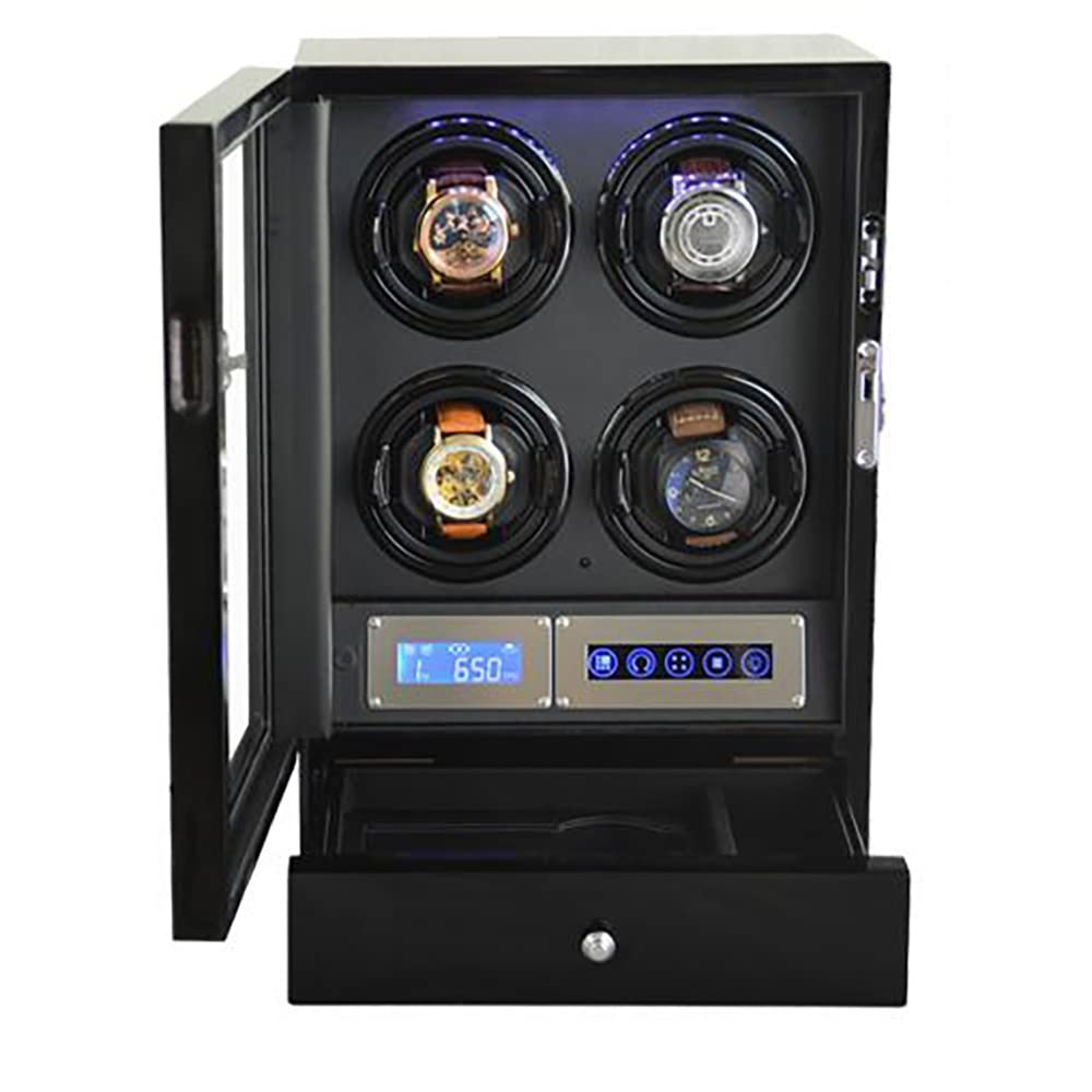 LXMQEF Scatola di Carica Automatica dell'orologio per 2 3 4 6 9 Orologi Touch Screen LCD Custodia per Orologio Meccanico di Lusso con Telecomando del Motore Luci a LED Vetrina