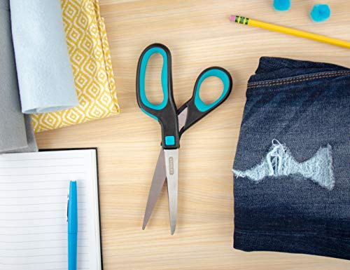 Stanley 8 Inch All-Purpose Ergonomic Scissor (Sci8Est-Teal), Teal/Black #TOP4