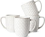 LE TAUCI Coffee Mugs 16 oz, Ensemble de tasses ceramiques, coupes d'emboîtement pour latte, thé chaud, Cappuccino, Mocha, cacao, lave-vaisselle en sécurité, costume pour le mariage chaud à la maison- 3.8 d'un pouce, ensemble de 4, Blanc arctique