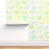 Spoonflower Pre-Pasted Removable Wallpaper, Horse Pony Equestrian Kawaii Colorful Candy Running Toy...