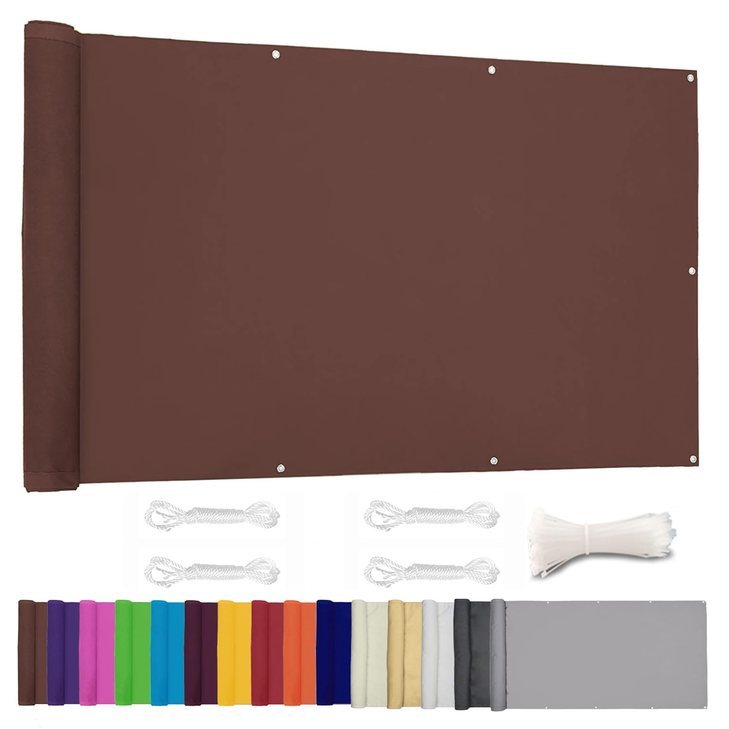 ZHhan Balcony Privacy Screen for Backyard Deck Patio Balcony Fence Porch Sun Shade PVC UV Protection Sun Wind 8 Days Delivered 2 Colors 5 Sizes 420D Brown 0.9x1.5m