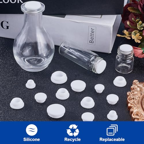 Image of GORGECRAFT 50Pcs 5 Sizes Silicone Hole Plug White Rubber Tapered Round Waterproof Button Tube End Caps Cover Soft Flexible Reusable Stopper Inserts Fit for Bathtub Furniture Bottle 0.2-0.4 Inch Hole