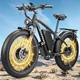6000W Peak Dual Motor Ebike for Adults - 52V 34Ah Fast Electric Bike for Men Women 45 MPH,Up to 100 Miles,24' Fat Tire Lockable Suspension Electric Bicycle for Snow Off-Road Commuter Mountain E-Bike