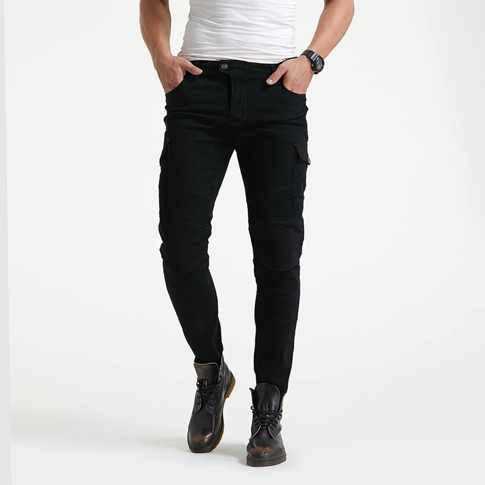Jeans Da Moto Pantaloni Da Moto Riscaldanti In Velluto Invernale Da Uomo Più Tessuto Spesso Di Velluto Adatto Per Motociclette Invernali E Anti-caduta (XS-4XL, 2 Colori)