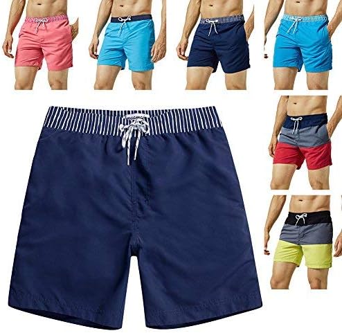 MaaMgic Mens Quick Dry Solid Swim Trunks with Mesh Lining Swimwear Bathing Suits,Navy-glm005,X-Large