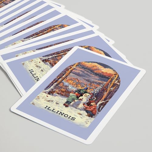 Lantern Press Illinois, Merry and Bright, Naipes Póker 52 cartas miniatura 5