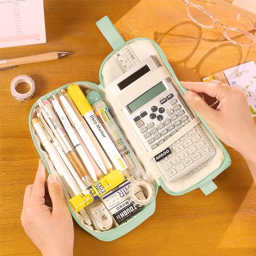 Image of MAMUNU Pencil Case Large Capacity, Pencil Case Aesthetic, Pencil Case Pen Pouch with Zipper Compartments Portable Handle, Pencil Pouch for School Office College Teen Girls Boys Adults Students