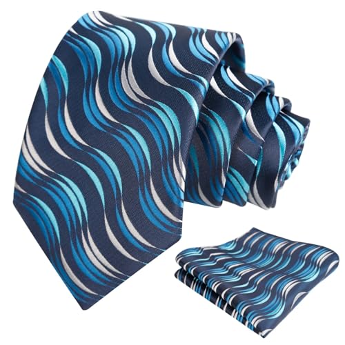 Image of Alizeal Mens 3.15'' Gradient Novelty Pattern Tie Set with Pocket Square Casual Color Tie Set