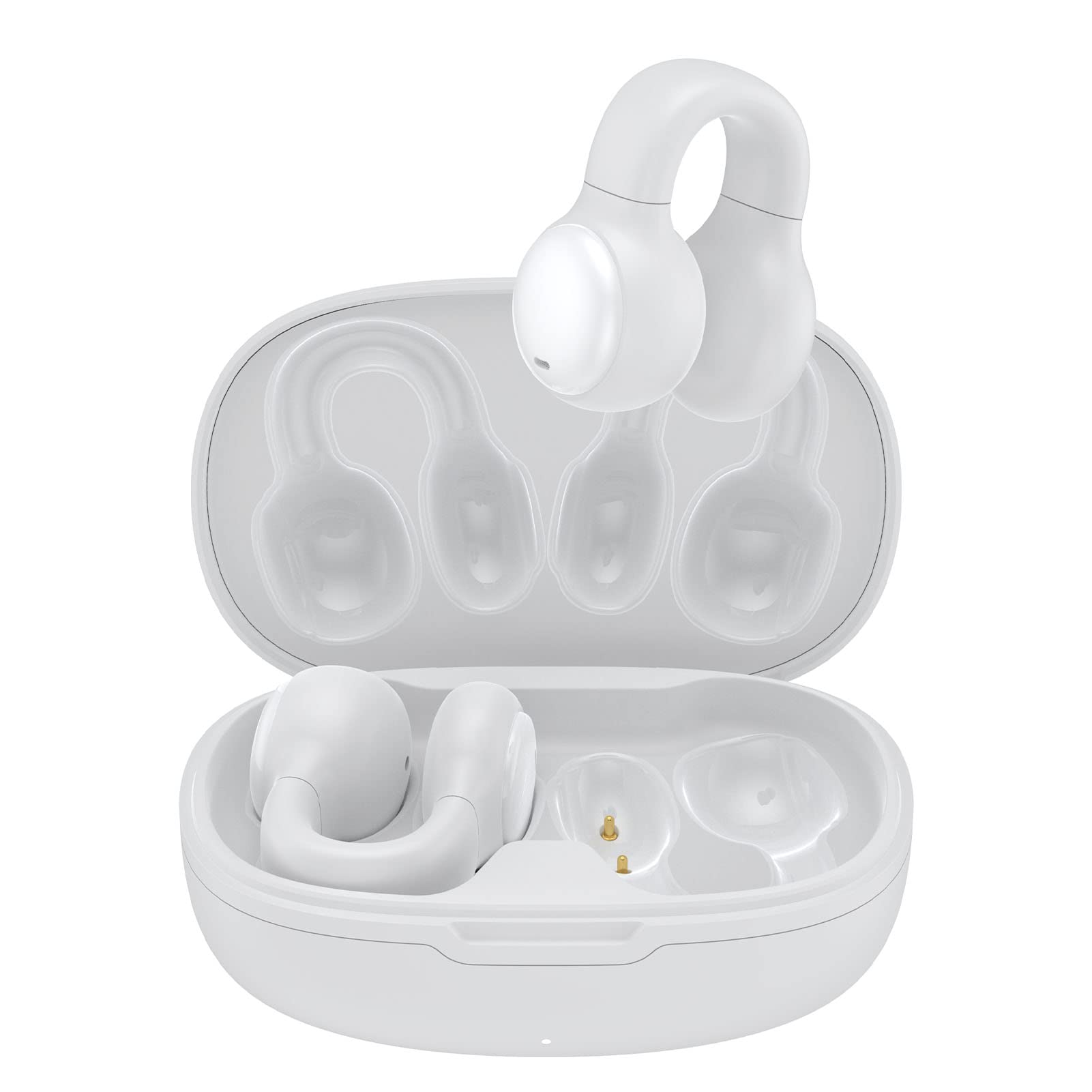 Xmenha Open Ear Headphones Ear Clip IPX5 Bluetooth Ear Clip Bone Conduction Headphones Playtime with Charging Case,Bluetooth 5.3 HiFi Stereo True Sound