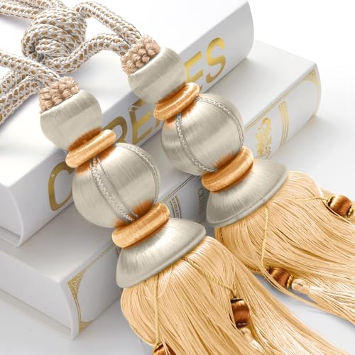 Yawpnan EI00032 Paired Lantern Single Hanging Ball Tassels Curtains Buckle Sling Binding Lantern Tiebacks Handcrafted Braided Buckle Drapery Curtain Holdbacks Window Treatments thumb #3