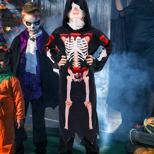 Fantasia de esqueleto infantil,Fantasias de esqueleto para crianças - Roupa assustadora de Halloween