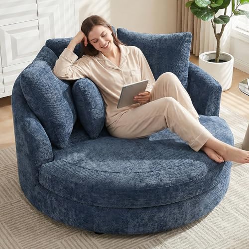 Aoiy & Wifon 59.8" W Oversized Barrel Chair, Round Accent