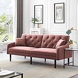 Olela Futon Sofa Bed Convertible Couch Bed with Armrests Modern Living Room Velvet Sofa Bed, Folding...
