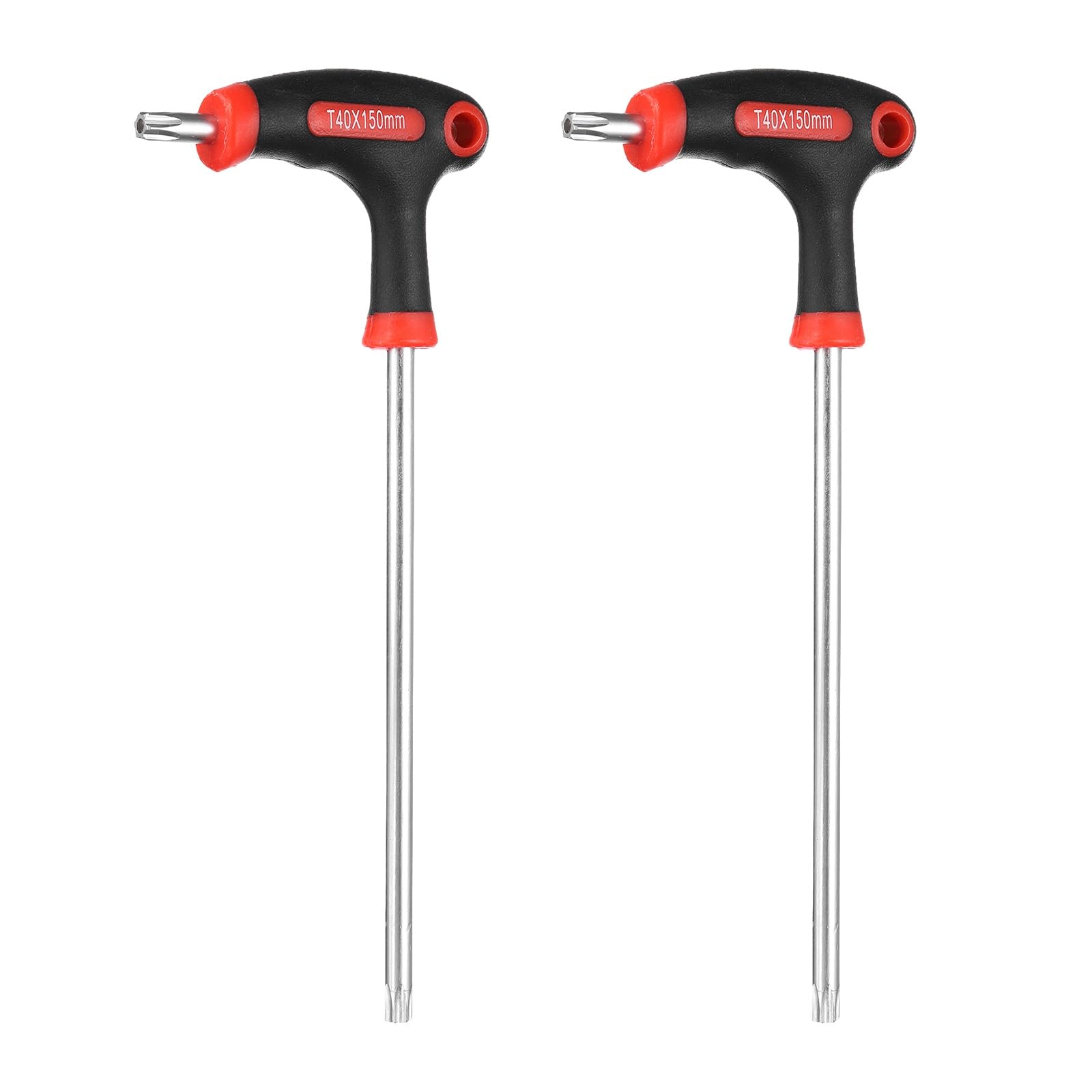 sourcing map 2pcs T-Handle Torx Key Wrench T40 CR-V Dual End T-Key Wrench Torx Screwdriver Hex Keys Tool for Automotive Household Maintenance, Red Black