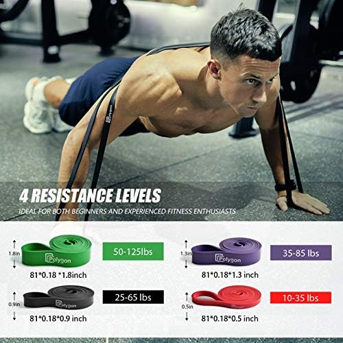 Polygon Pull Up Assist Resistance Exercise Bands, Heavy Duty Assistance Loop Mobility Band, for Body Stretching, Muscle Toning, Powerlifting, Resistance Training, Physical Therapy, Home Workouts(Set) - 3