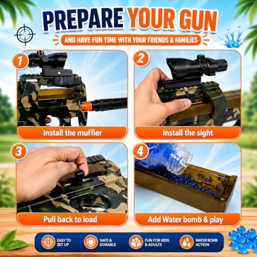 Image of Automatic Gel Blaster Toy Gun for Kids with Gel Blaster Balls Rechargeable Battery Operated Outdoor Electric Target Game Toys for Best Birthday Gift