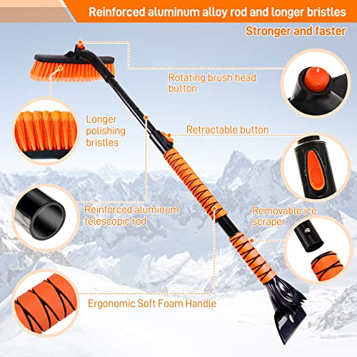 Yuichh 44" Snow Brush With Ice Scraper For Car Windshield, Car Snow Scraper And Brush, Snow Scraper Snow Brush For Car Extendable, Snow Car Scraper Detachable For Car Truck Suv #TOP1