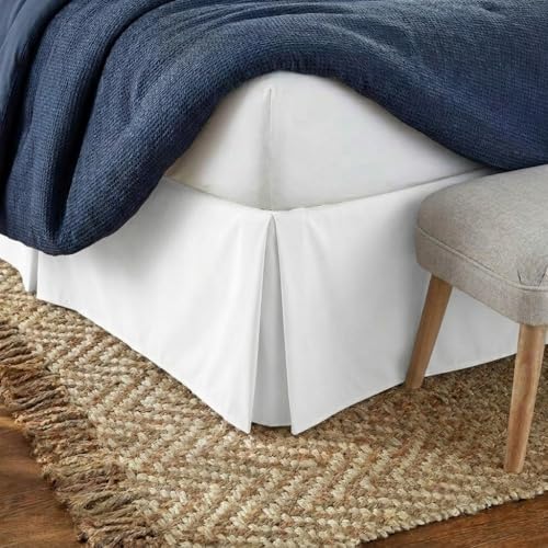 Linen Market Bed Skirt - Ultra Soft Microfiber - Easy Fit with 14 Inch Tailored Drop - Hotel Quality Shrinkage & Fade Resistant - Bed Cover - King Bed Set - Bedroom Dcor - (King White)