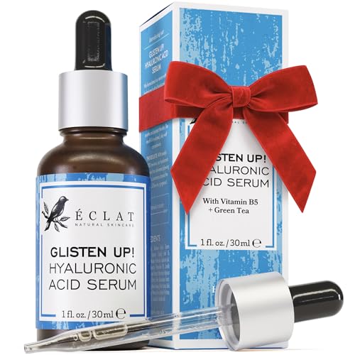 Eclat Skincare Hydrating Hyaluronic Acid Serum for Face – 2.5% Hyaluronic Acid + 3% B5, Green Tea & Jojoba Oil - Moisturizing & Plumping Formula for Smoother Skin - Stocking Stuffers for Women 1 Fl Oz