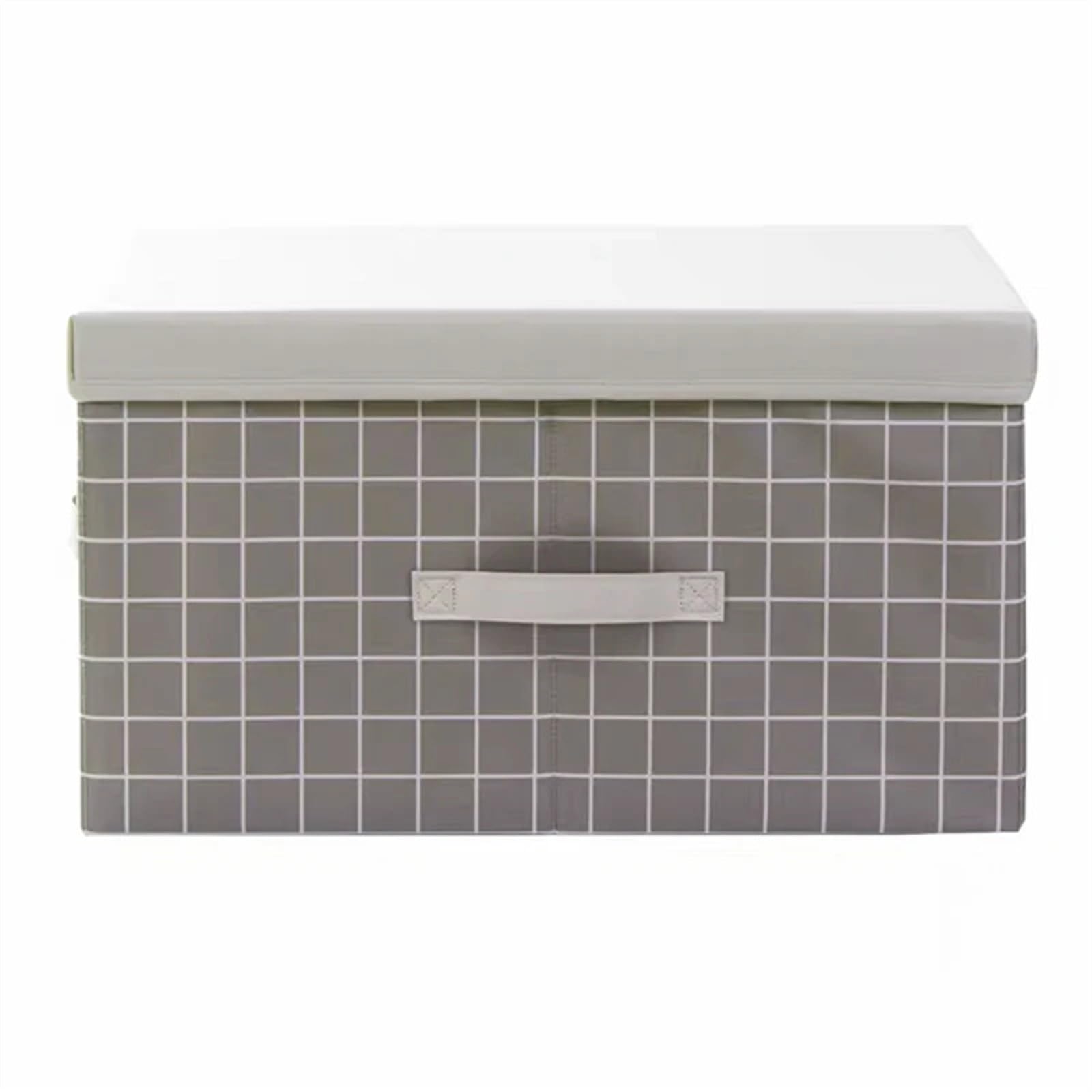 CGUOHU 2pcs Clothes Storage Box Organizer Fabric Foldable With Lid Underwear Socks Toys Sundries Closet Organizers For Wardrobe Storage(Gray grid,45 * 35 * 25cm)