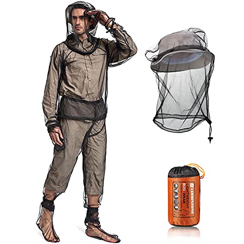 Geyoga Traje con Red Anti Mosquitos Incluye Chaqueta con Capucha, Cubierta Facial, Pantalones, Protecciones para Piernas, Guantes y Bolsa de Almacenamiento miniatura 1