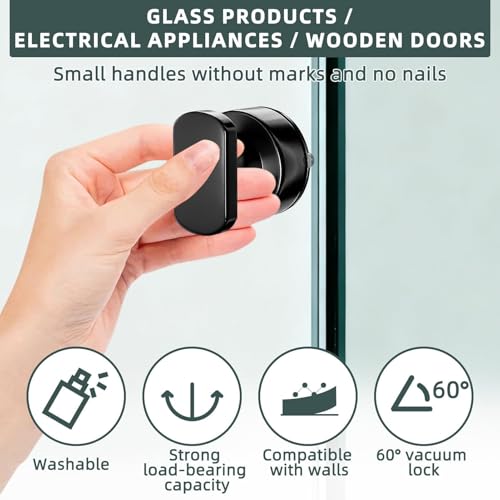 Miniatura 3 de 2 Piezas Potente Mango De Ventosa Tirador Ventosa Puerta Cristal Mangos De Pvc Abs Manijas De Puerta Con Ventosa Para Baño Cocina Armarios Tirador De Puerta Con Ventosa Sin Taladrar