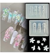 2PCS 3D Flowers Nail Mold Silicone Nail Tools Flower Nail Charms Resin Molds Nail Art for Accesso...