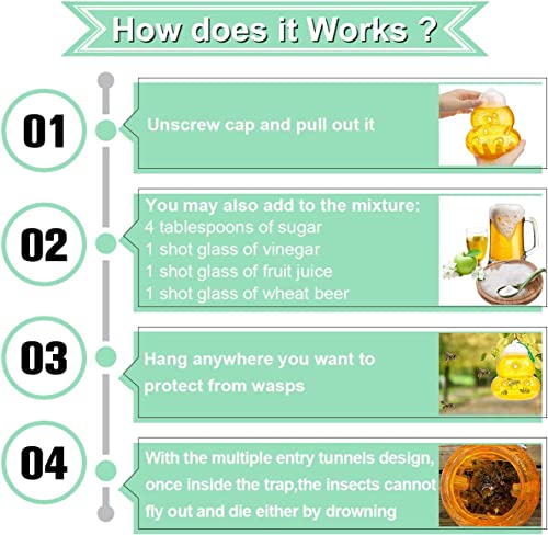 Wasp Trap, Bee Traps Catcher, Outdoor Wasp Deterrent Killer Insect Catcher, Wasp Killer Hornet Traps Non-Toxic Reusable Yellow Jacket Traps For Garden/Farm/Patio Hanging (2 Pack, Orange) #TOP2