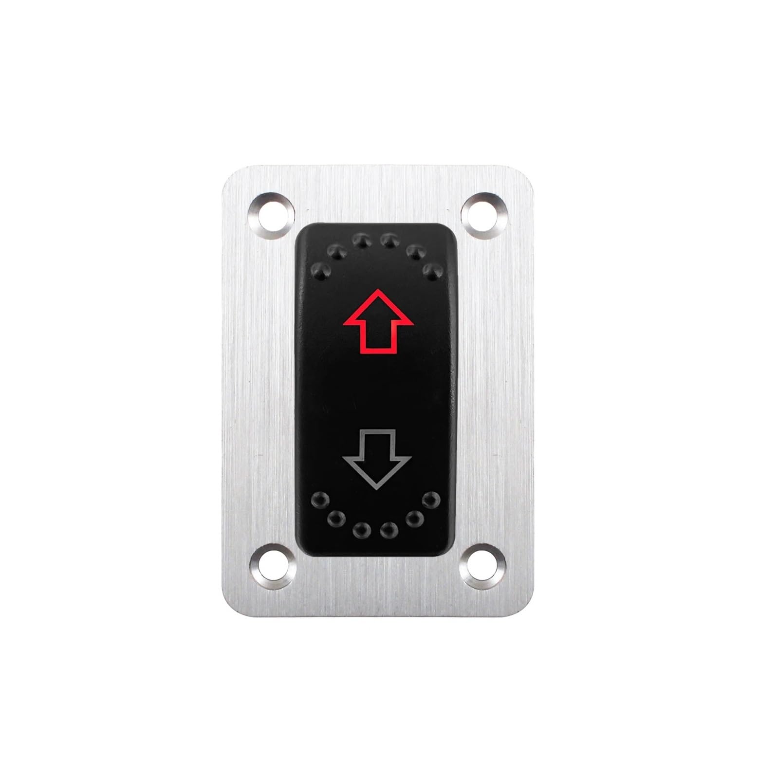 ZHGUIMING Panel de interruptor basculante de aluminio de 1 unidad FLECHAS (ENCENDIDO) APAGADO (ENCENDIDO) 3 posiciones Sin enclavamiento Led rojo 12V 20A 24V 10A Interruptor momentáneo(Silver Panel)