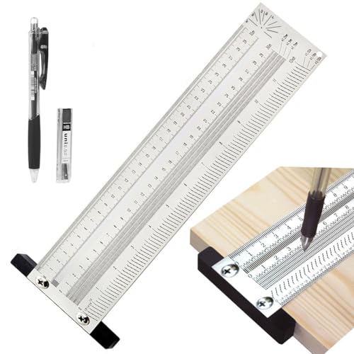 Xemnys Règle Traçage de Type T Haute Précision, Inoxydable Equerre Menuisier 300mm, Outil de Travail du bois Mesure, Marquage, Traçage, Positionnement, Dessin pour Charpentier, Ingénieur