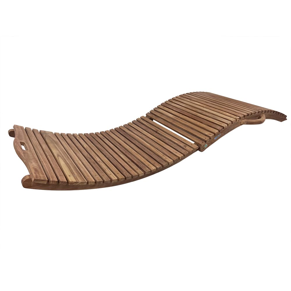 Lettino Prendisole Pieghevole in Legno Teak Paraiso | Chaise Longue dal Design Curvo e Pieghevole, Lettino Ergonomico da Giardino e Piscina, Resistente e Salvaspazio