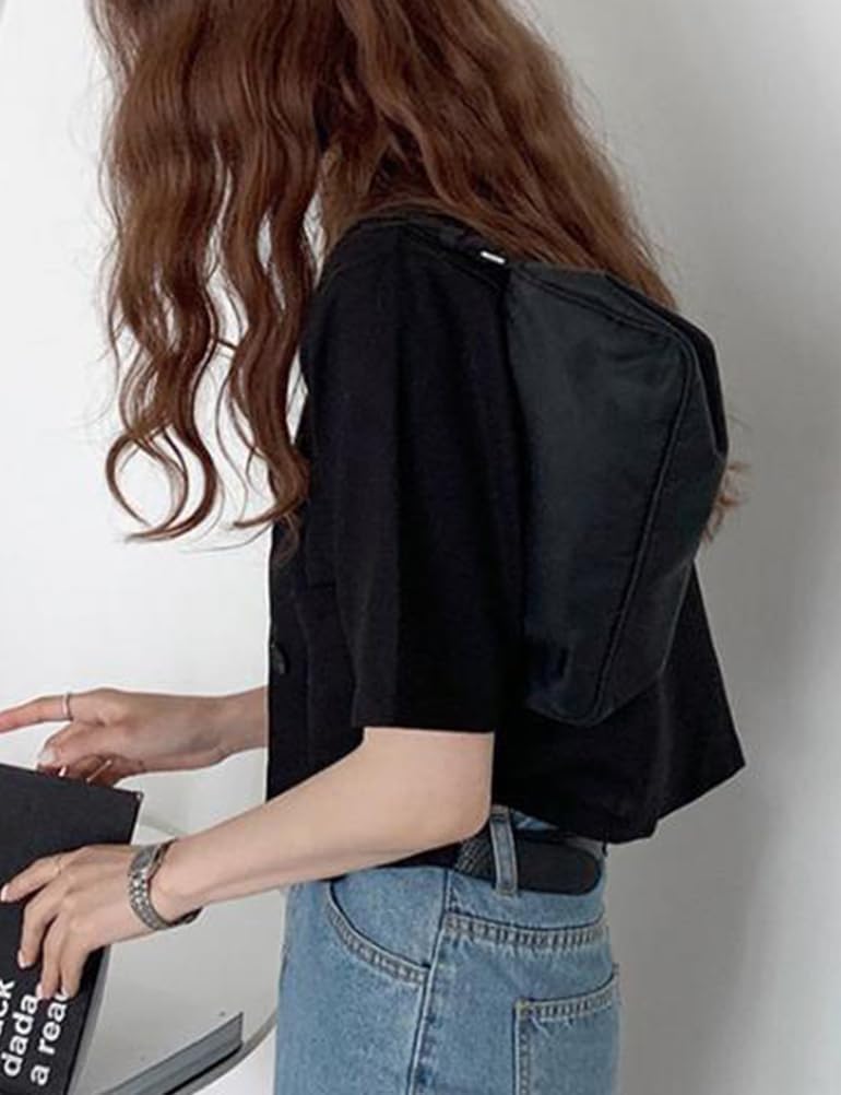 Hecatombic Blazer da Donna in Cotone a Maniche Corte Allentato Tinta Unita Blazer Corto da Ufficio Estivo Giacca da Lavoro con Bottoni Slim con Risvolto Estivo
