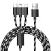 Multi Charger,ANSOTT 3 in 1 Nylon Braided Cord(4.9ft) Adapter Connector with Type C/Micro USB/8 Pin Lighting for Samsung S8/S7,iPhone,iPad, Motorola, Nexus, Google, LG, HTC and More (Black+Gold)