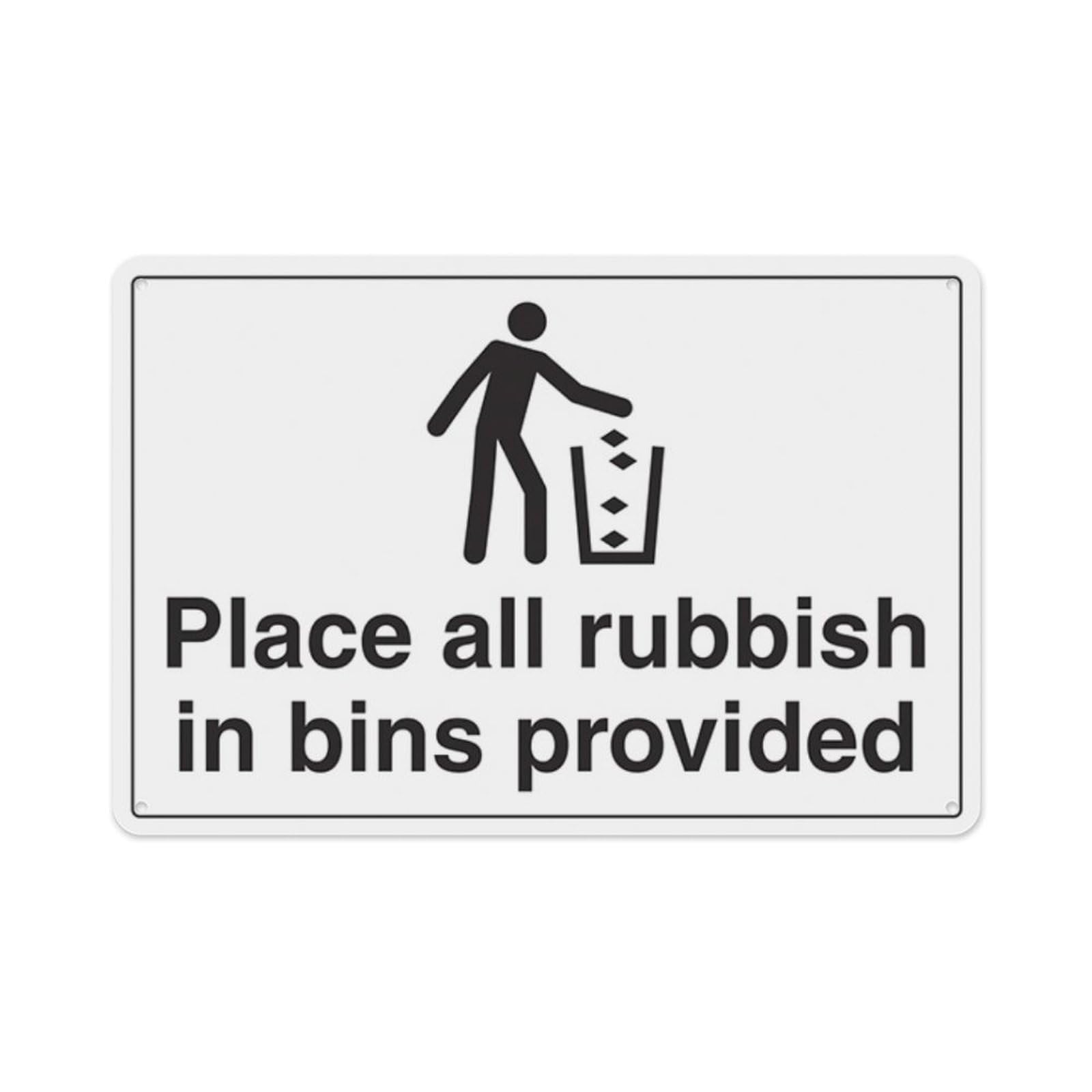 peiyeety Place Rubbish In Bins Provided Aluminum Tin Warning Signs For Home Outdoor Garden 8X12 Inches