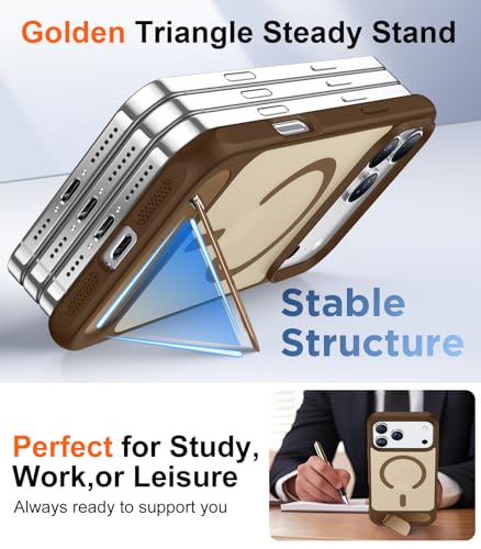 Image of Designed for iPhone 17 Pro Case, [Built-in Invisible Kickstand][Compatible with MagSafe][Military Grade Shockproof] Slim Translucent Matte Phone Case 6.3 inch (Desert Brown)