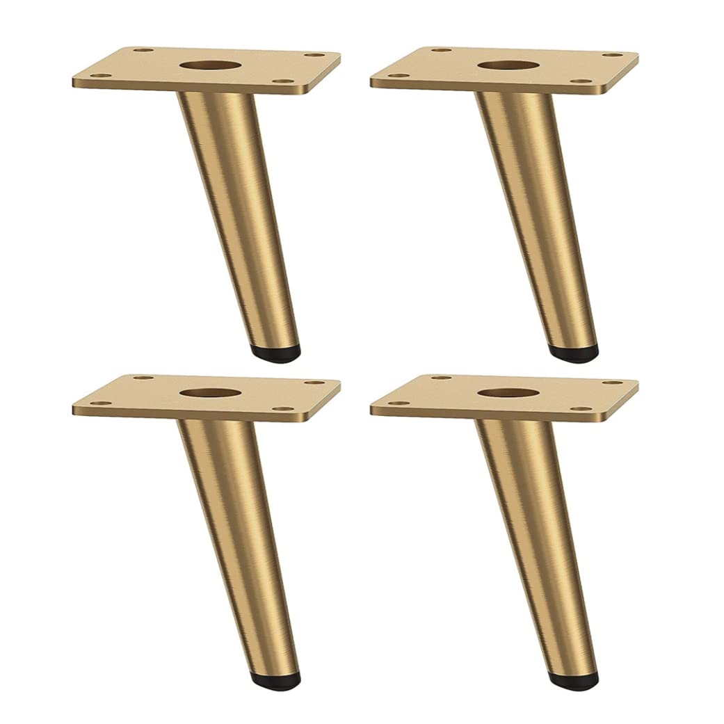 Furniture Legs, Coffee Table Legs, Brushed Replacement Perfect for Mid-Century Modern/Great Hack for Sofa Leg TV Cabinet Leg, Chair, Ottoman 4PCS Golden 10cm