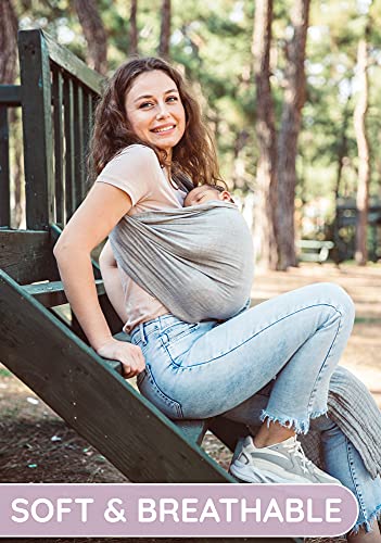 Baby Sling And Ring Sling 100% Cotton Muslin Infant Carrier, Ring Sling Baby Carrier Front And Chest Newborn Carrier Baby Carrier Wrap, Toddler Carrier – Grey #TOP6