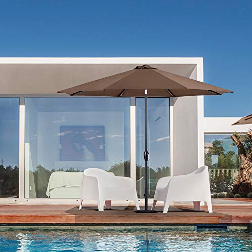 Tempera 10' Outdoor Market Patio Table Umbrella With Auto Tilt And Crank,Large Sun Umbrella With Sturdy Pole&Fade Resistant Canopy,Easy To Set,Chocolate #TOP3