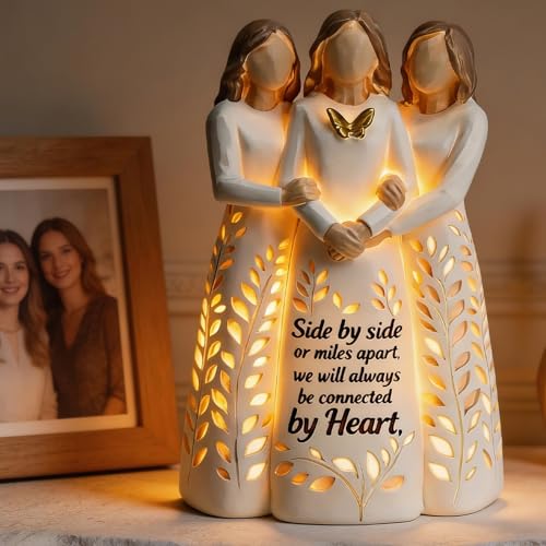AlevaHive Friend Birthday Gifts for Women 3 Sisters Resin Figurine Light with Remote Control - Special Birthday Friendship Day for Three Sisters Friend Besties (No Batteries Included)