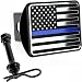 USA US American Flag Stainless Steel Emblem on Metal Trailer Hitch Cover Fits 2" Receivers Black and Chrome With Thin Blue line