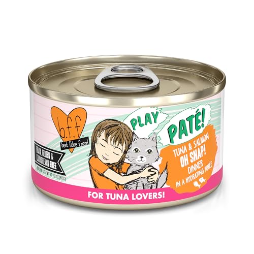 B.F.F. Play - Best Feline Friend Paté Lovers, Aw Yeah!, Tuna & Salmon Oh Snap! with Tuna & Salmon, 2.8oz Can (Pack of 12)