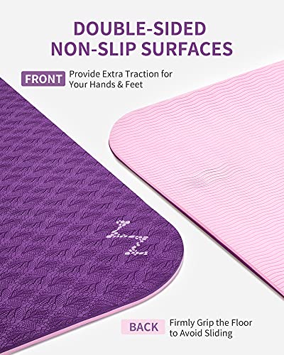 CAMBIVO Yogamat, brede, 81 cm, grote yogamat, gymnastiekmat, sportmat, fitnessmat, antislip van TPE voor yoga, pilates, workout, thuis, sport, yogaklas, partneroefeningen, met draagriem - Image 6