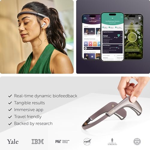 muse 2 the brain sensing headband - eeg muse headband meditation tracker and monitor - multi sensor biofeedback devices for home use with responsive sound feedback guidance - neurofeedback devices