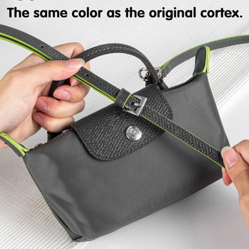 Image of Bag Leather Strap Replacement Crossbody Shoulder Straps for xs MINI Pouch, No Damage Conversion Kits Accessories (MINI-Graphite Grey-Silver)