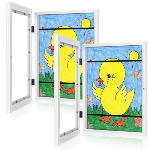Image of [2Pack] Kids Art Frames, 9x12 Front Opening Kids Artwork Frames Changeable, White Artwork Display Storage Frame for Wall, Holds 50 Pcs, for 3D Picture, Crafts, Children Drawing, Hanging Art, Portfolio